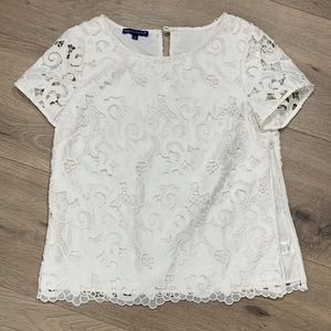 Talbots white lace top